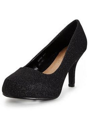 So Fabulous Cora Extra Wide Fit Glitter Court Shoes - Black