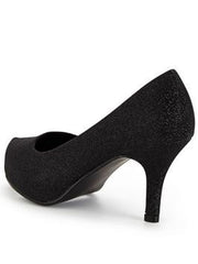 So Fabulous Cora Extra Wide Fit Glitter Court Shoes - Black